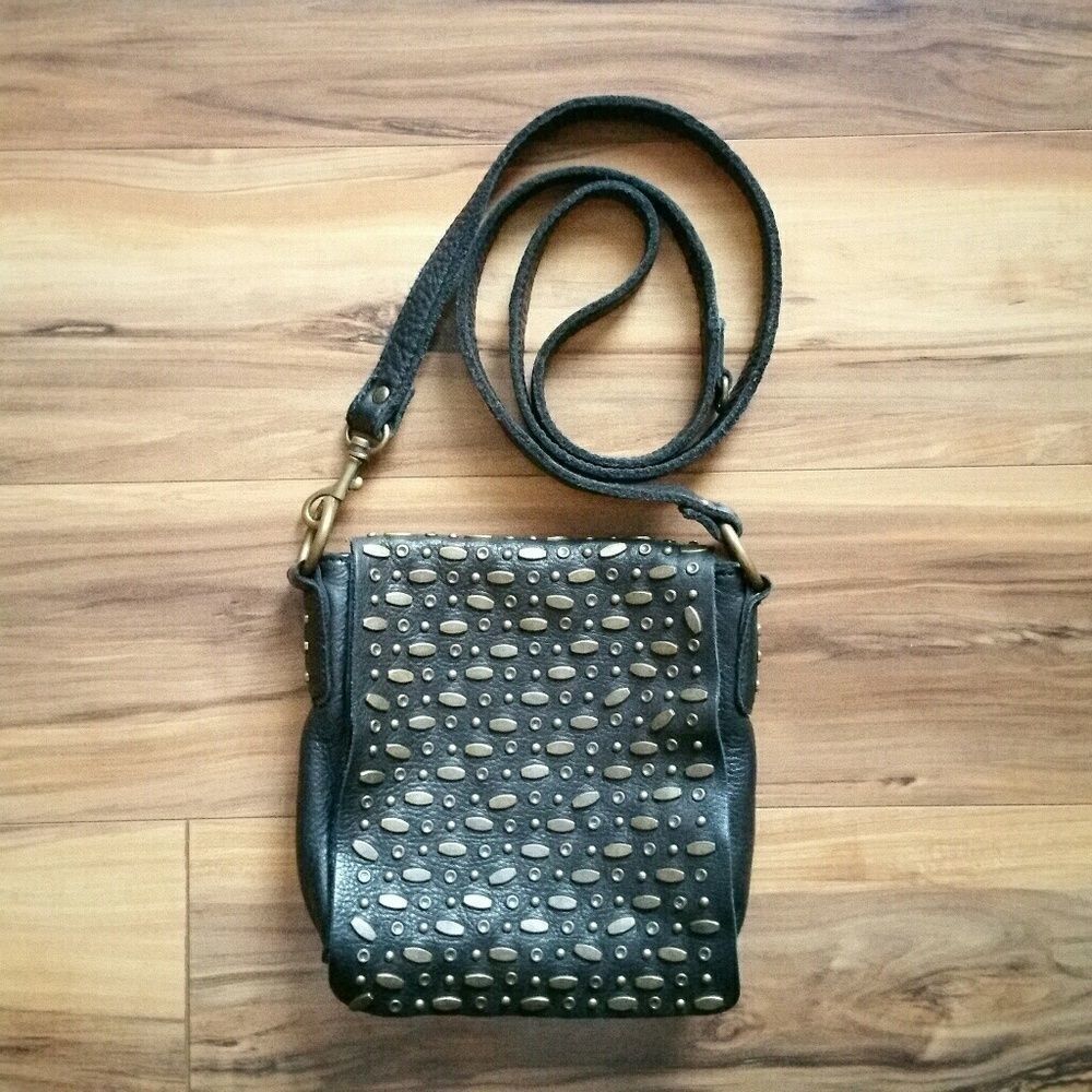 Revel Leather Studded Punk Rock Goth Crossbody Bag